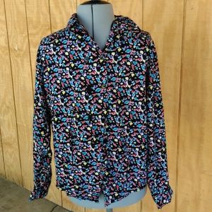 Long Sleeve Button Down Blouse w/Tails in Back